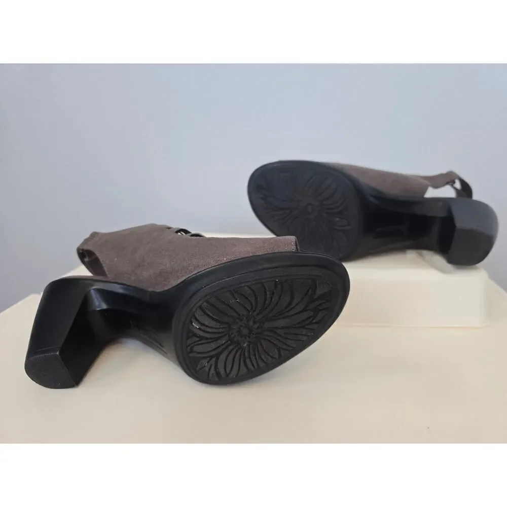 Croft & Barrow Shay Heels 8M Taupe Slingback Caged Peep Toe Ortholite Shoes